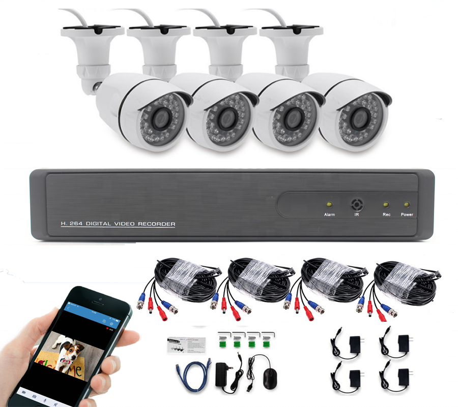 Sunivision  4CH Home Security Night Vision AHD NVR CCTV Camera Kit with 4pcs Outdoor Waterproof H.264 720P 1080P Camera