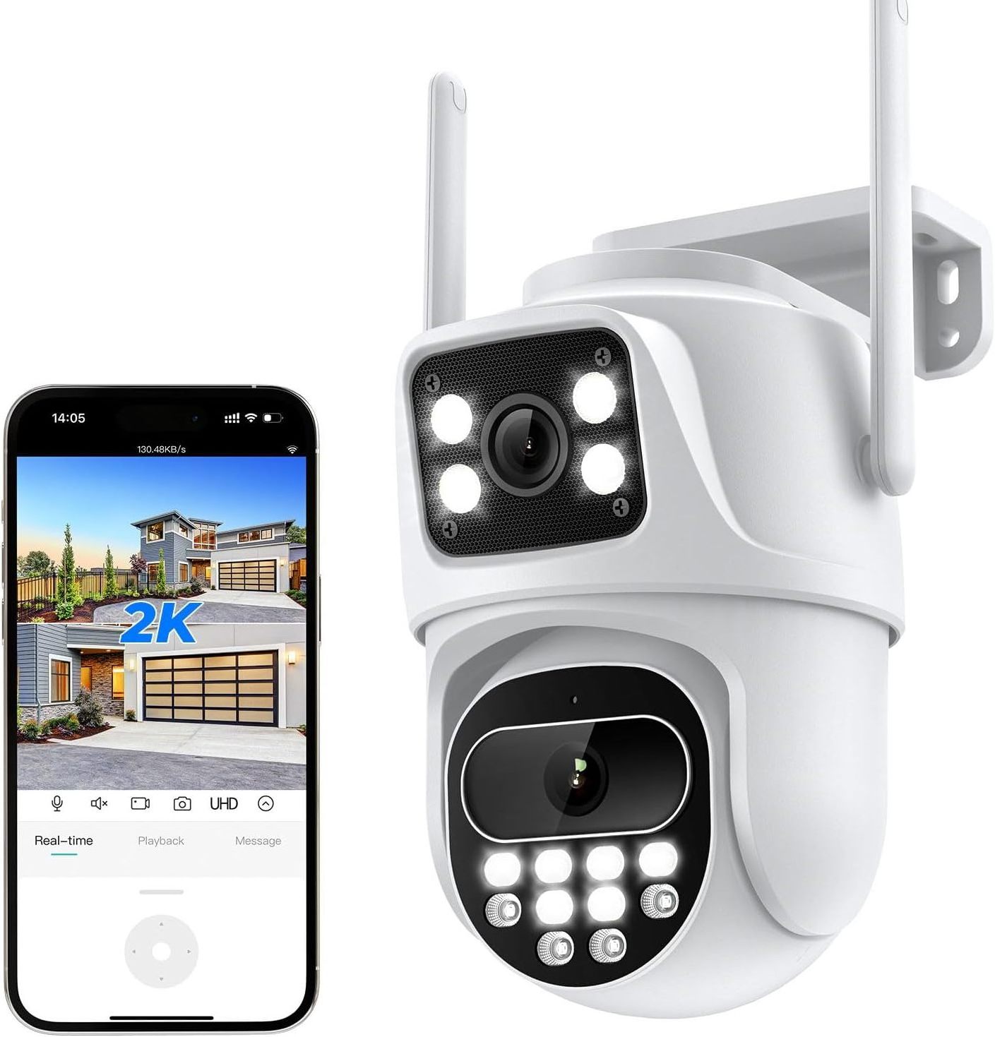 Outdoor Security Cameras 6MP WiFi Camera with Dual Lens Color Night Vision 5X Zoom Automatic Tracking  Motion Detection