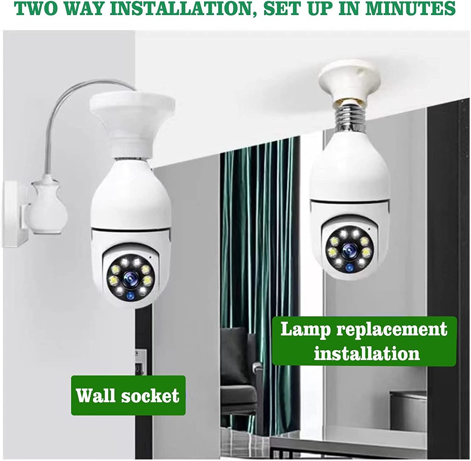 Factory Sell Camera Light Bulbs Full Light Night Vision Motion Detection And Alarm Wifi Bulb Camera E27 Bulb 360 Camera