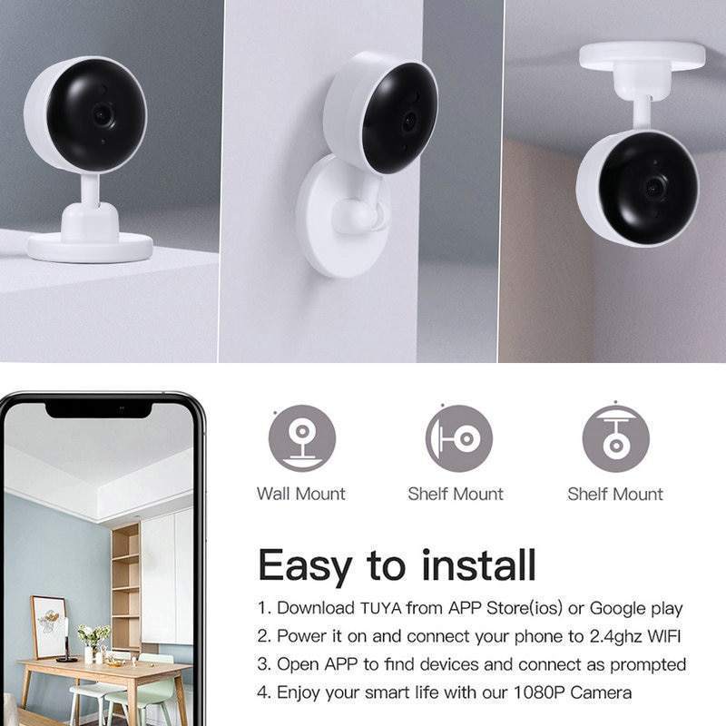 Tuya 3mp Night vision camara s de seguridad  panoramic wide angle camera wireless wifi  indoor mini baby camera