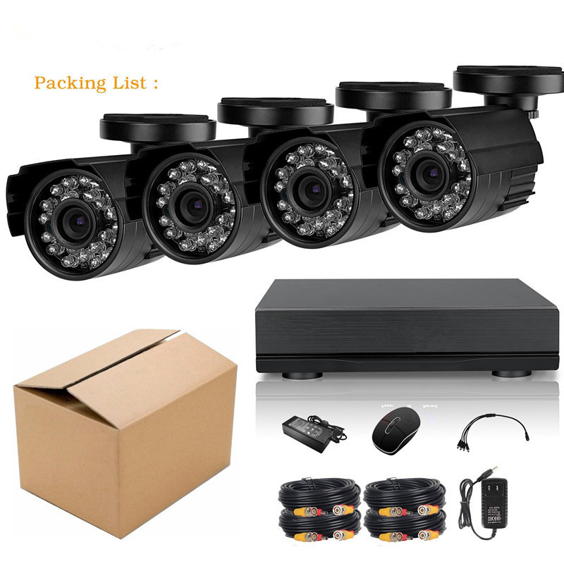 4CH 1080N AHD DVR Security Camera System Home Video Surveillance with AHD 720P Outdoor 1080P CE FCC Rohs Night Version 1/3