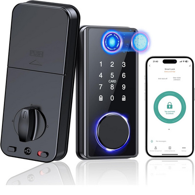 Smart Lock - Keyless Entry Door Lock - Fingerprint Electronic Smart Locks for Front Door Touchscreen Keypad App Remote Control