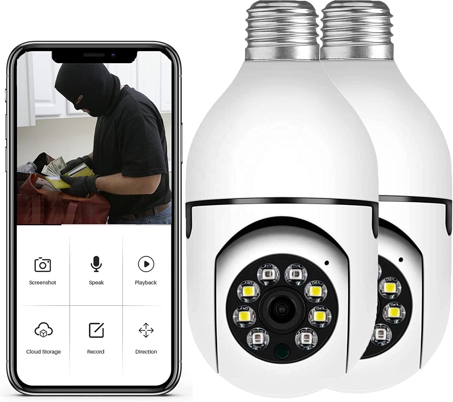 Factory Sell Camera Light Bulbs Full Light Night Vision Motion Detection And Alarm Wifi Bulb Camera E27 Bulb 360 Camera