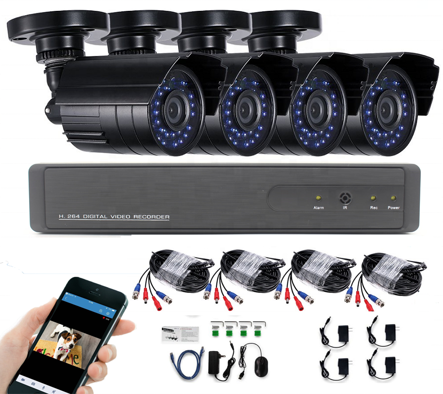 Sunivision  4CH Home Security Night Vision AHD NVR CCTV Camera Kit with 4pcs Outdoor Waterproof H.264 720P 1080P Camera