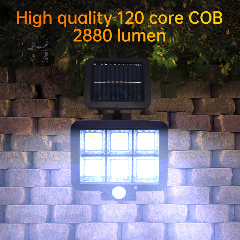 High Quality Cheap Price Outdoor Solar Powered Garden Lamp 120 Core COB Waterproof Motion Sensor Solar Wall Garden Lights