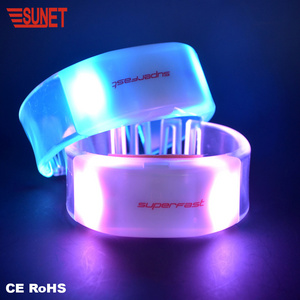 SUNJET B28 New Product More Function RGB Custom Programmable Remote Controlled Flashing Led Silicone Bracelet Light Up Wristband