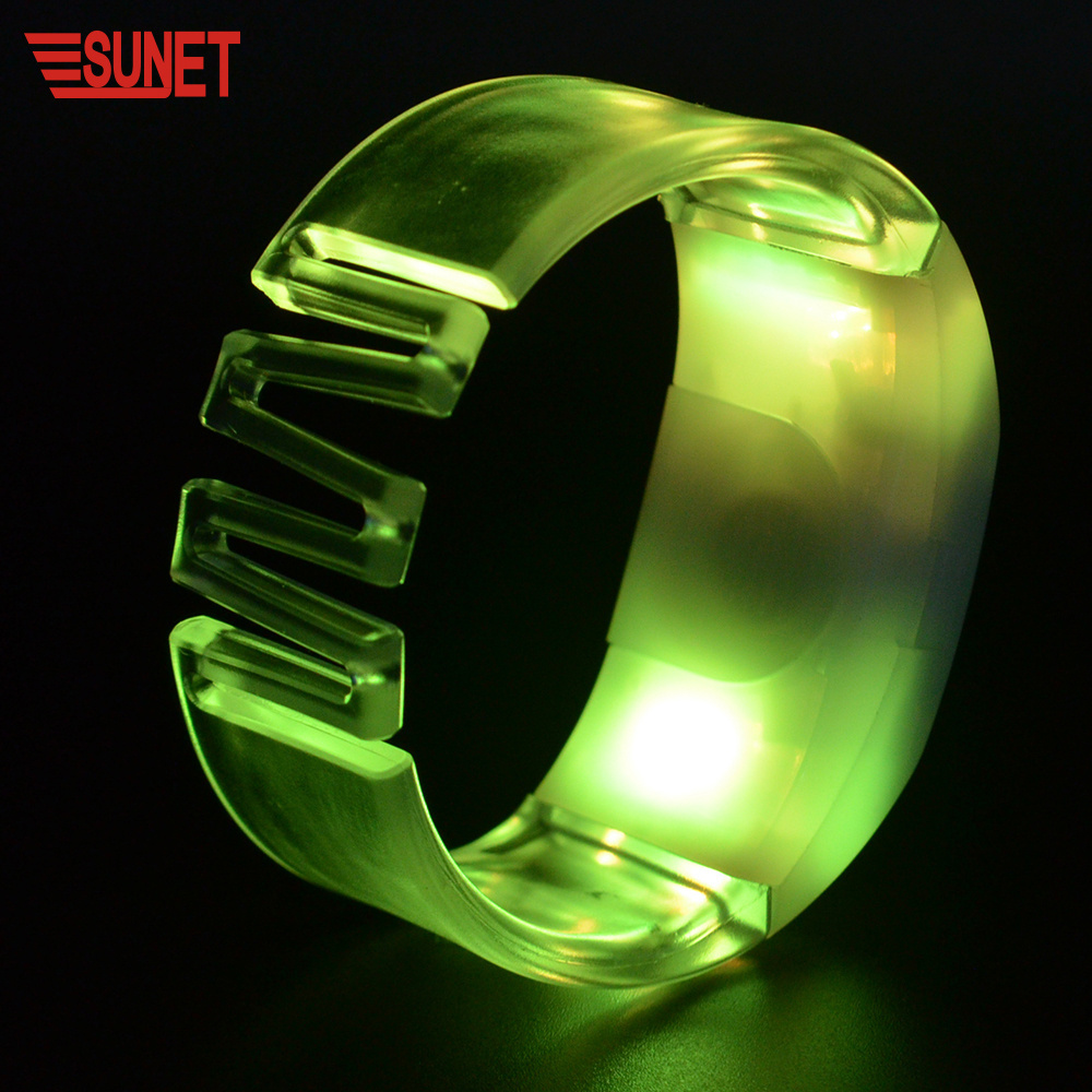 SUNJET B28 New Product More Function RGB Custom Programmable Remote Controlled Flashing Led Silicone Bracelet Light Up Wristband