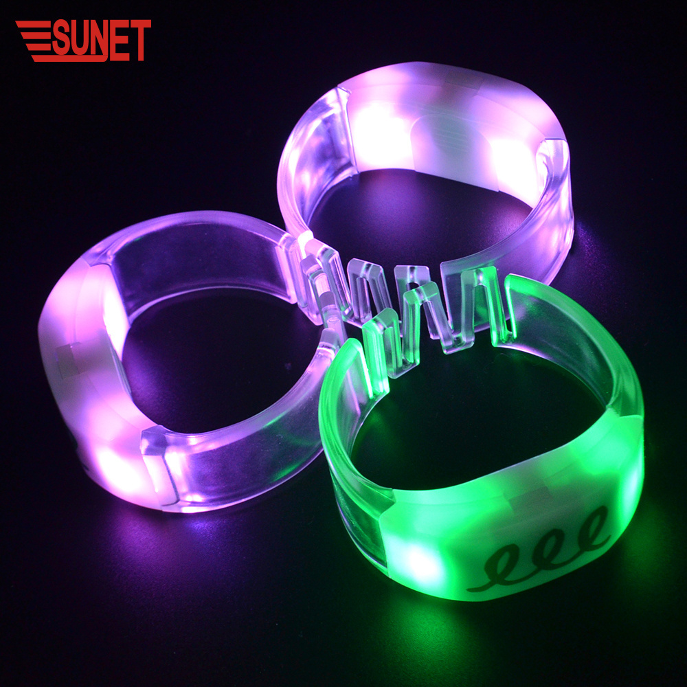 SUNJET B28 New Product More Function RGB Custom Programmable Remote Controlled Flashing Led Silicone Bracelet Light Up Wristband