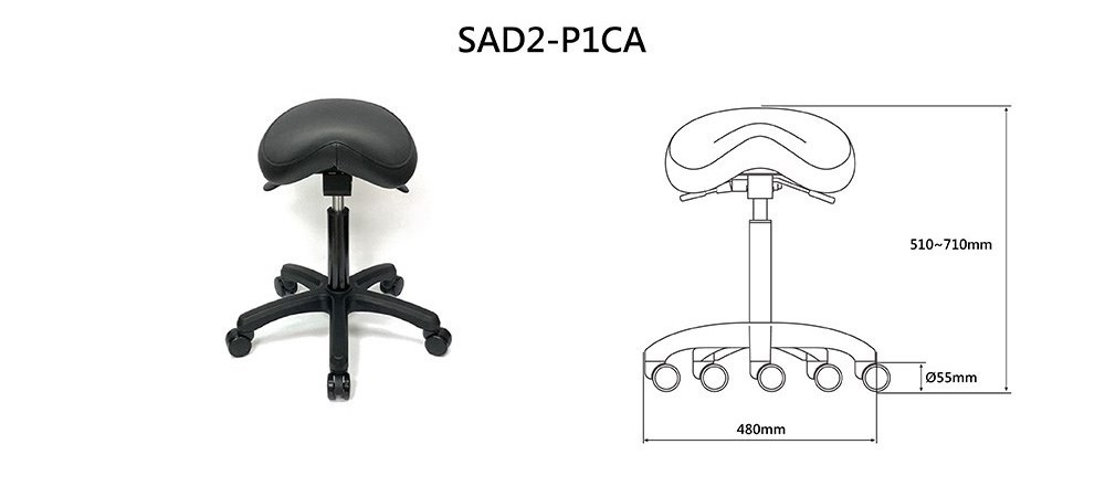 Height and footrest adjustable sitting stool saddle task chair for spa dental medical clinic