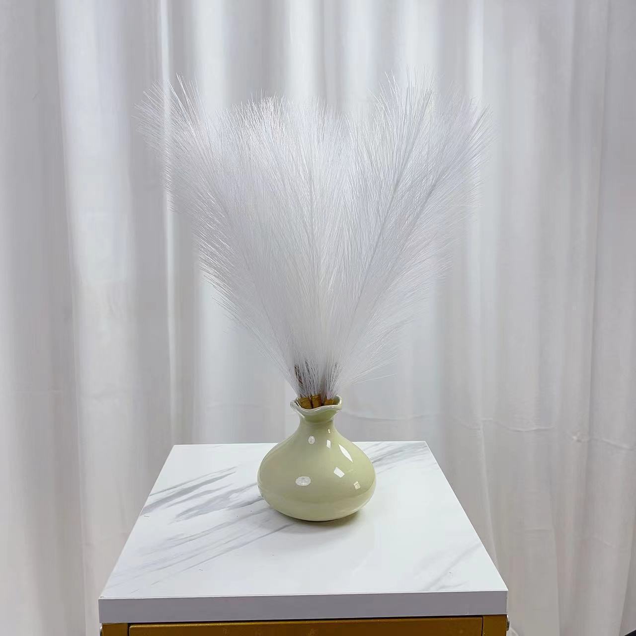 Fluffy Small Beige 30cm 5 Forks Boho Home Wedding Deco Natural Faus Artificial Flower Bouquet White Small Dried Pampas Grass