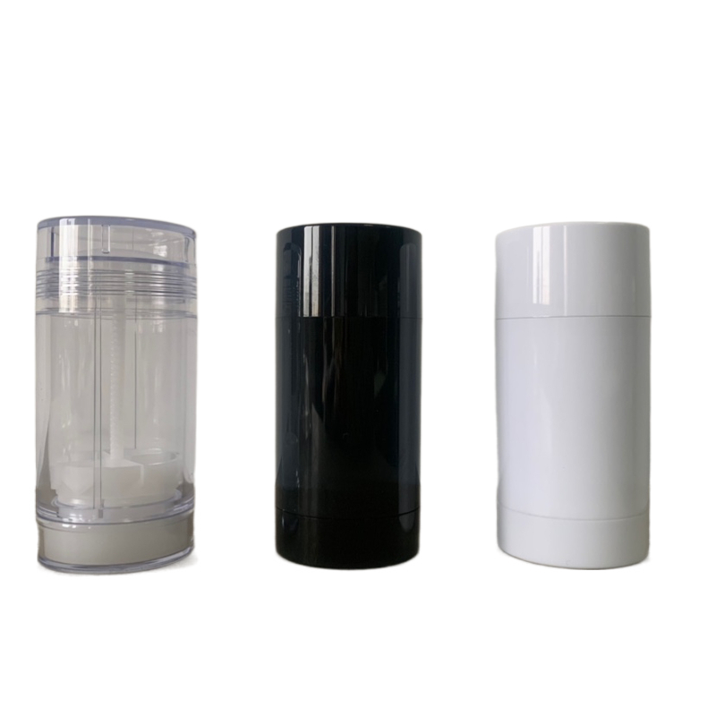 Factory stock 75g white black clear deodorant stick container packaging/AS plastic sunstick tube bottom filling