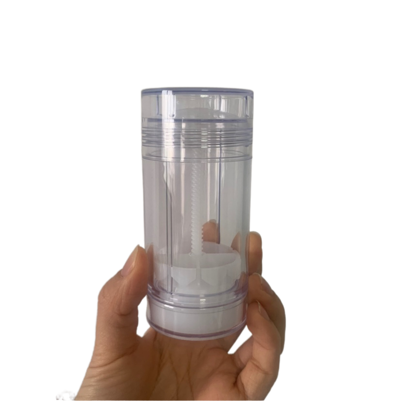 Factory stock 75g white black clear deodorant stick container packaging/AS plastic sunstick tube bottom filling