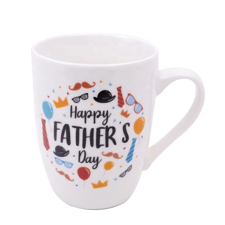 Factory Supply Advertising Souvenir Porcelain Coffee Mug Ceramic Tea Milk Cup Father's Day Gift I LOVE YOU Dad Custom 13oz Mugs