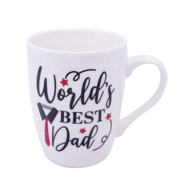 Factory Supply Advertising Souvenir Porcelain Coffee Mug Ceramic Tea Milk Cup Father's Day Gift I LOVE YOU Dad Custom 13oz Mugs