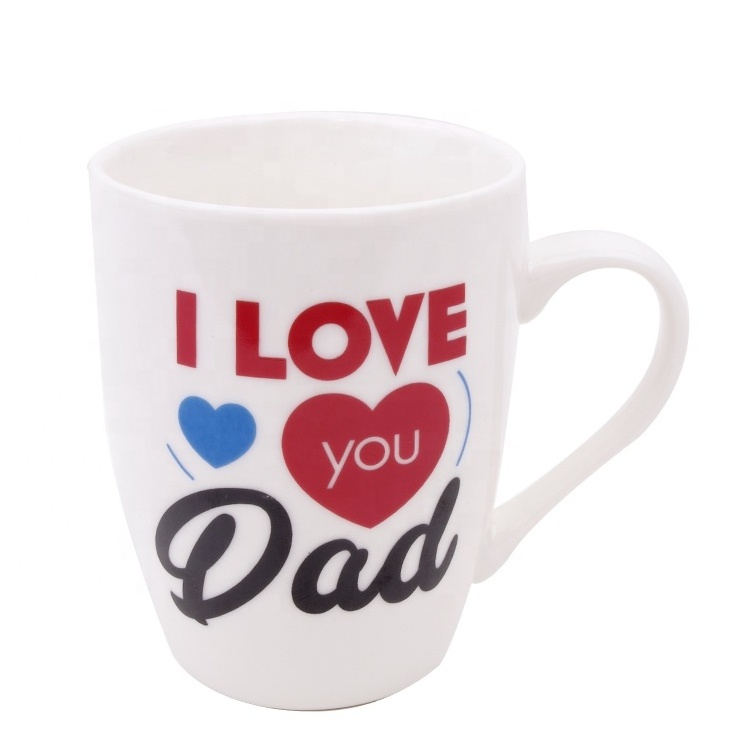 Factory Supply Advertising Souvenir Porcelain Coffee Mug Ceramic Tea Milk Cup Father's Day Gift I LOVE YOU Dad Custom 13oz Mugs