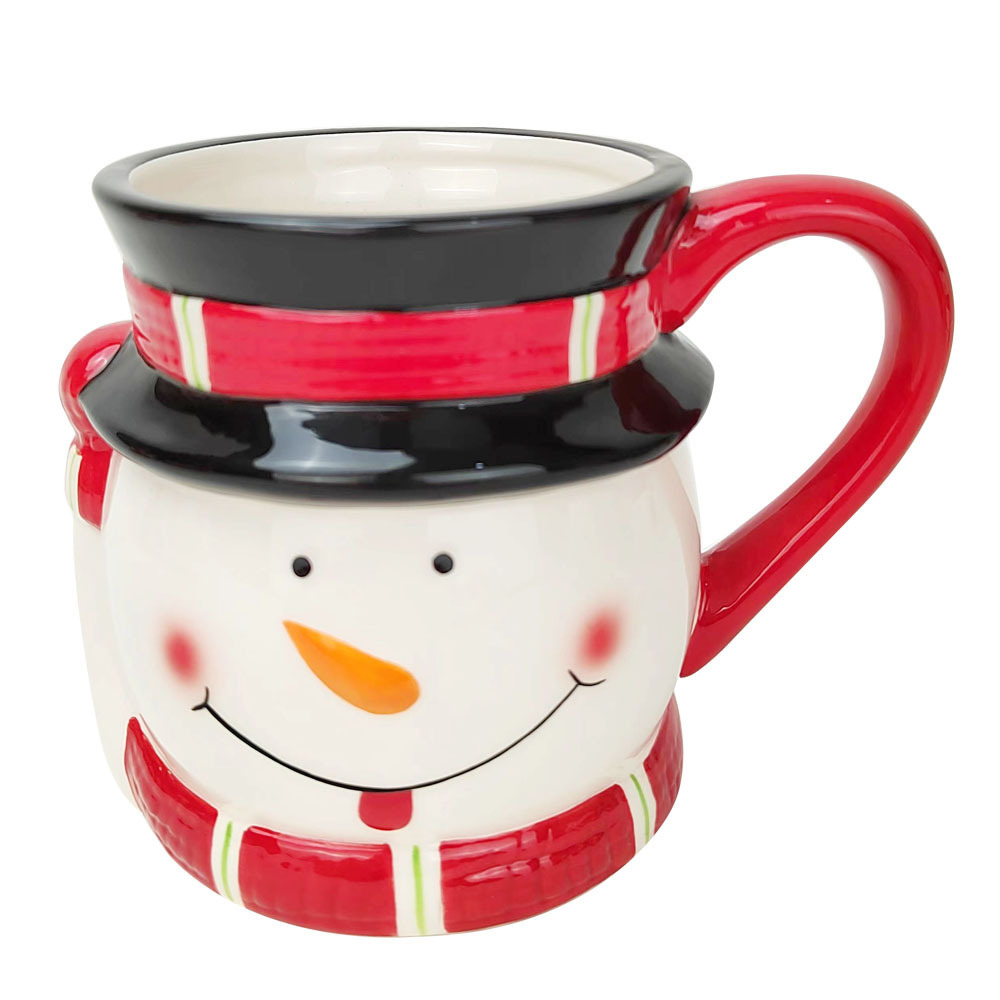 New product Snowman hand painted Christmas white & Red coffee mugs santa claus mug snowman ceramic 3D mug