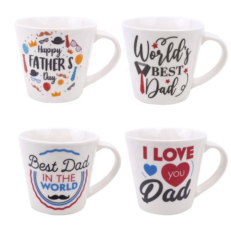 Custom Gift promotional Popular Father Day Gifts Mug White Text Customized ceramic Coffee Mug 15oz Decal Pottery Cup For Dad