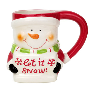 New product Snowman hand painted Christmas white & Red coffee mugs santa claus mug snowman ceramic 3D mug