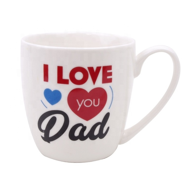 Custom Gift promotional Popular Father Day Gifts Mug White Text Customized ceramic Coffee Mug 15oz Decal Pottery Cup For Dad