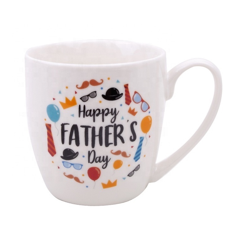 Custom Gift promotional Popular Father Day Gifts Mug White Text Customized ceramic Coffee Mug 15oz Decal Pottery Cup For Dad