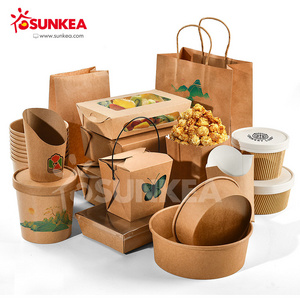 Restaurant take out pizza boxes, salad containers, food containers