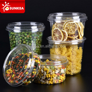 Vegetable fruit salad round base PET plastic container with lid