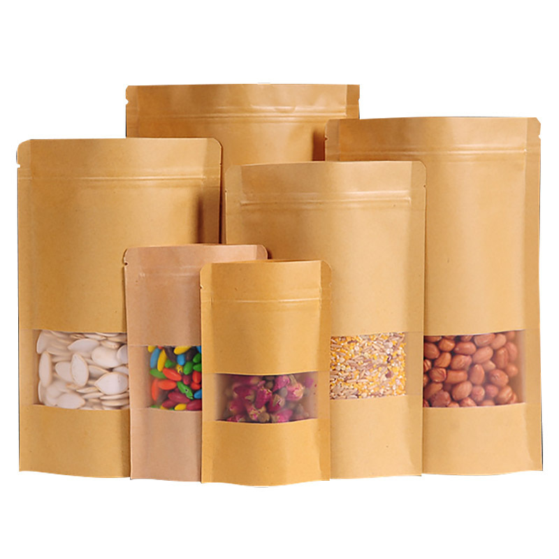 Kraft Stand Up Pouches Zipper Bags Packaging