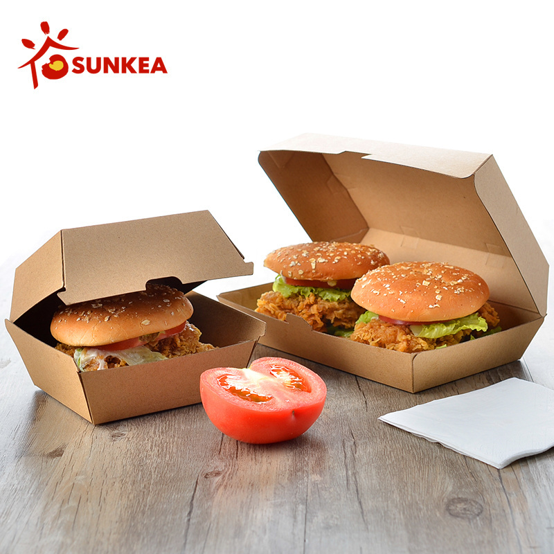 Customizable disposable corrugated hamburger takeaway burger box packaging box