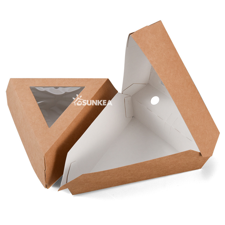 Disposable Packaging Individual Single Triangle Slices Pizza Box With Window