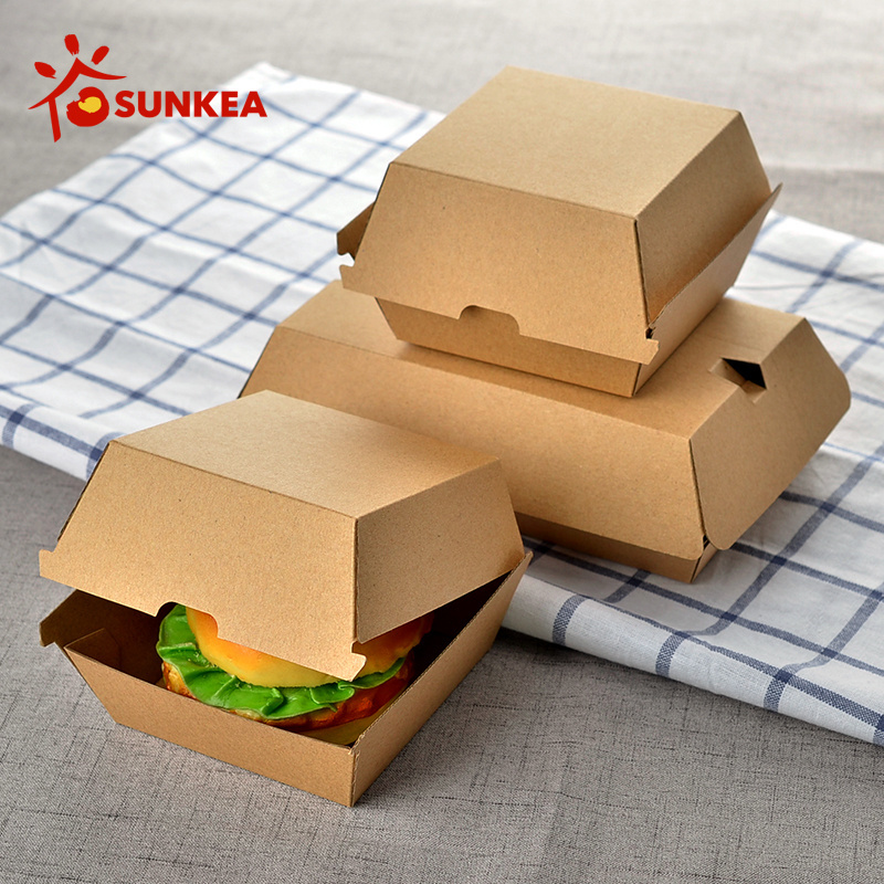 Customizable disposable corrugated hamburger takeaway burger box packaging box