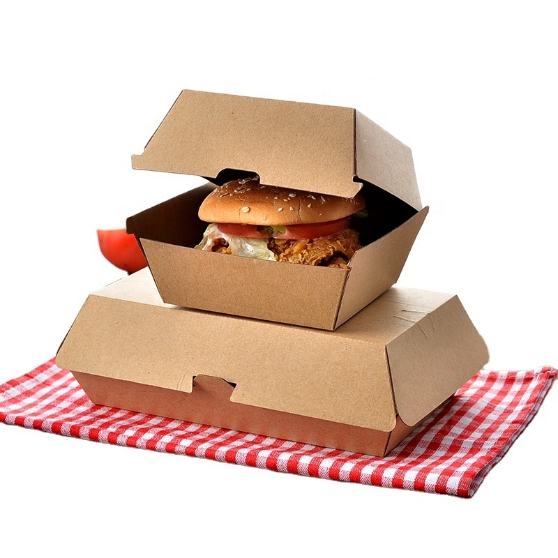 Customizable disposable corrugated hamburger takeaway burger box packaging box