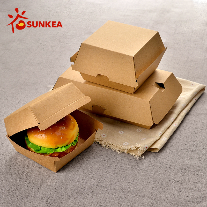 Customizable disposable corrugated hamburger takeaway burger box packaging box