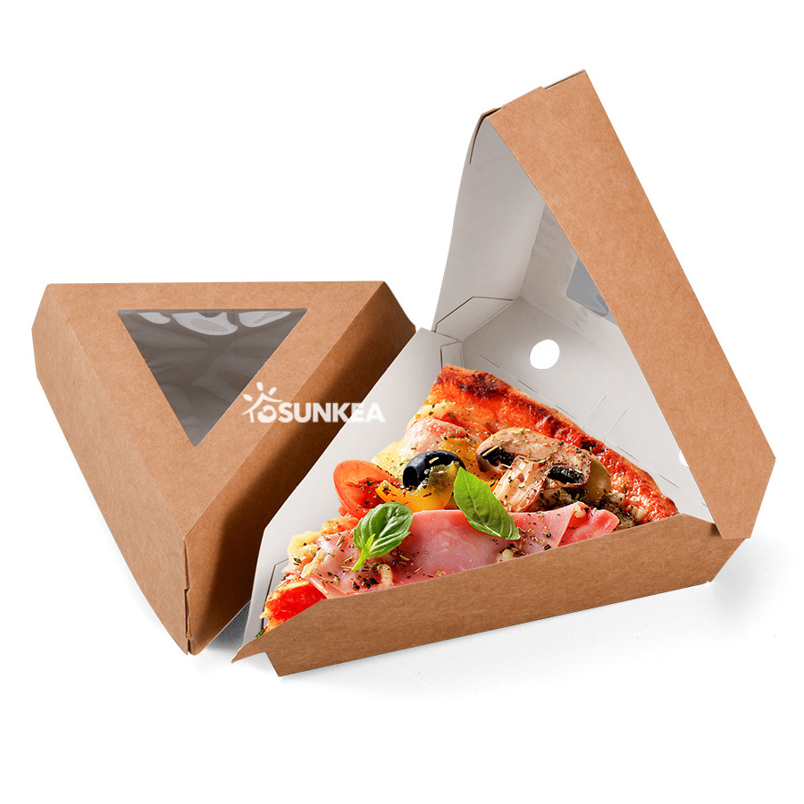 Disposable Packaging Individual Single Triangle Slices Pizza Box With Window