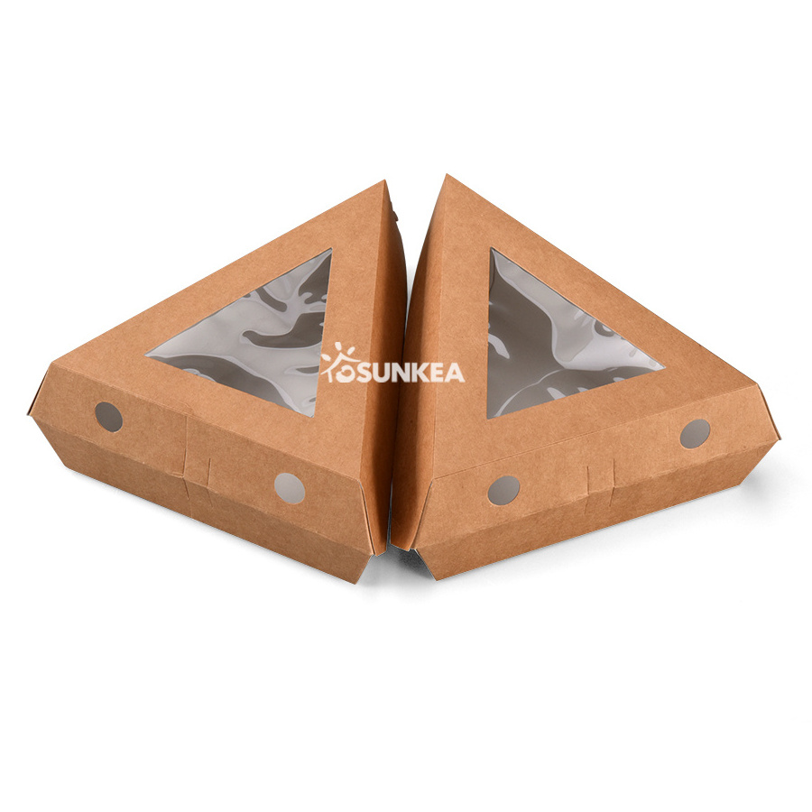 Disposable Packaging Individual Single Triangle Slices Pizza Box With Window