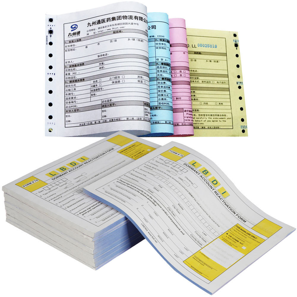 Sunkey Custom Sales Order Book Receipt Invoice 1 2 3 4 5 6 Ply 9.5x11 Inch NCR Computer Continuous Carbonless Paper Ream