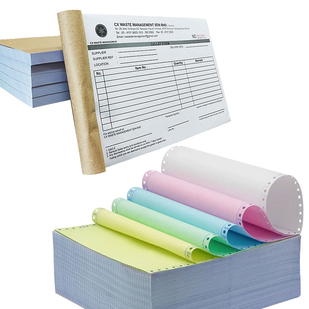 Sunkey Custom Sales Order Book Receipt Invoice 1 2 3 4 5 6 Ply 9.5x11 Inch NCR Computer Continuous Carbonless Paper Ream