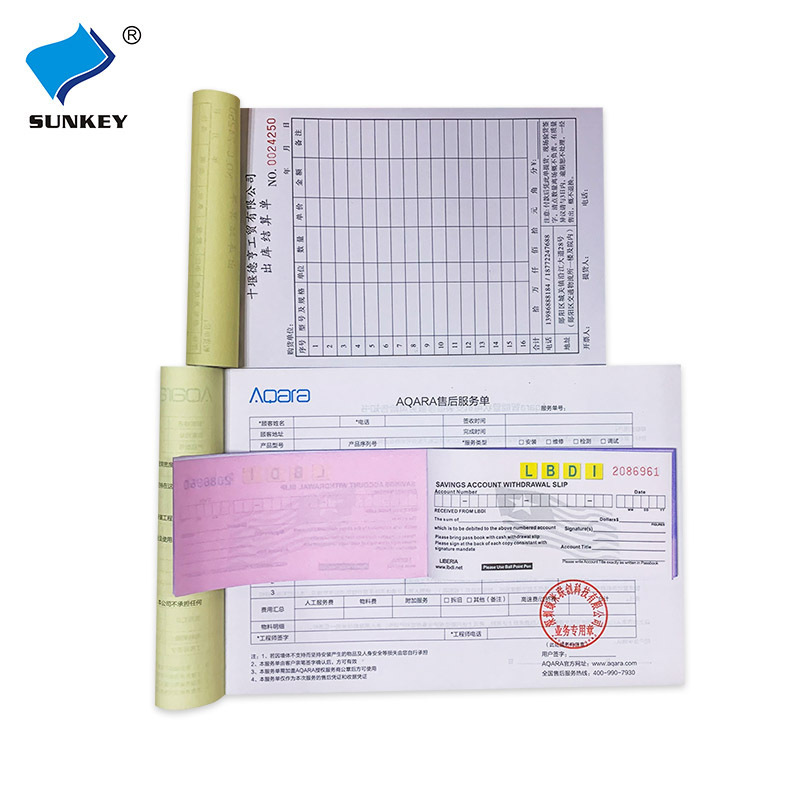 Sunkey Custom Sales Order Book Receipt Invoice 1 2 3 4 5 6 Ply 9.5x11 Inch NCR Computer Continuous Carbonless Paper