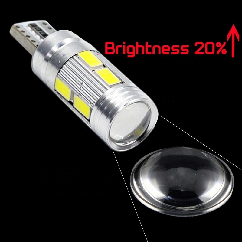 SUNKIA Super Bright Car T10 w5w 168 Canbus 5630 10SMD LED Lamp with Lens Auto led Bulb Light Bulb White/Red/Blue/Yellow/Green