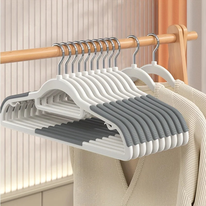 Plastic Hangers Space Saving Clothes Hangers Stripe Non Slip Coat Hanger Heavy Duty Pant Rack Upgraded Rubber