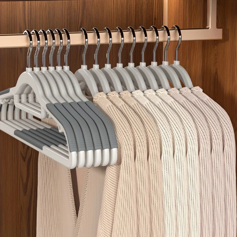 Plastic Hangers Space Saving Clothes Hangers Stripe Non Slip Coat Hanger Heavy Duty Pant Rack Upgraded Rubber