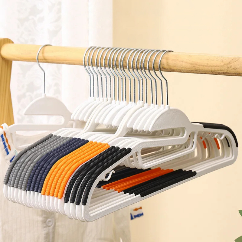 Plastic Hangers Space Saving Clothes Hangers Stripe Non Slip Coat Hanger Heavy Duty Pant Rack Upgraded Rubber