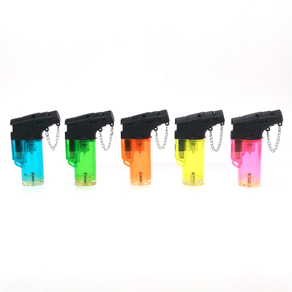 Plastic mini torch lighter single jet flame for cigar classical transparent body gas lighter