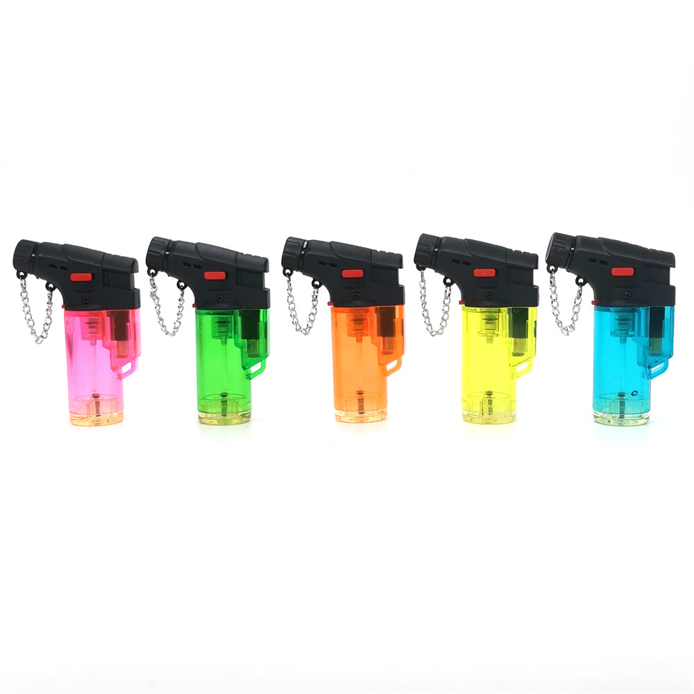 Plastic mini torch lighter single jet flame for cigar classical transparent body gas lighter