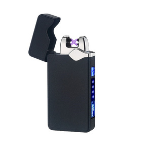 Zinc Alloy usb cigarette Lighter Rechargeable dual Arc flame lighter gift packing mirror surface metal body usb arc lighter