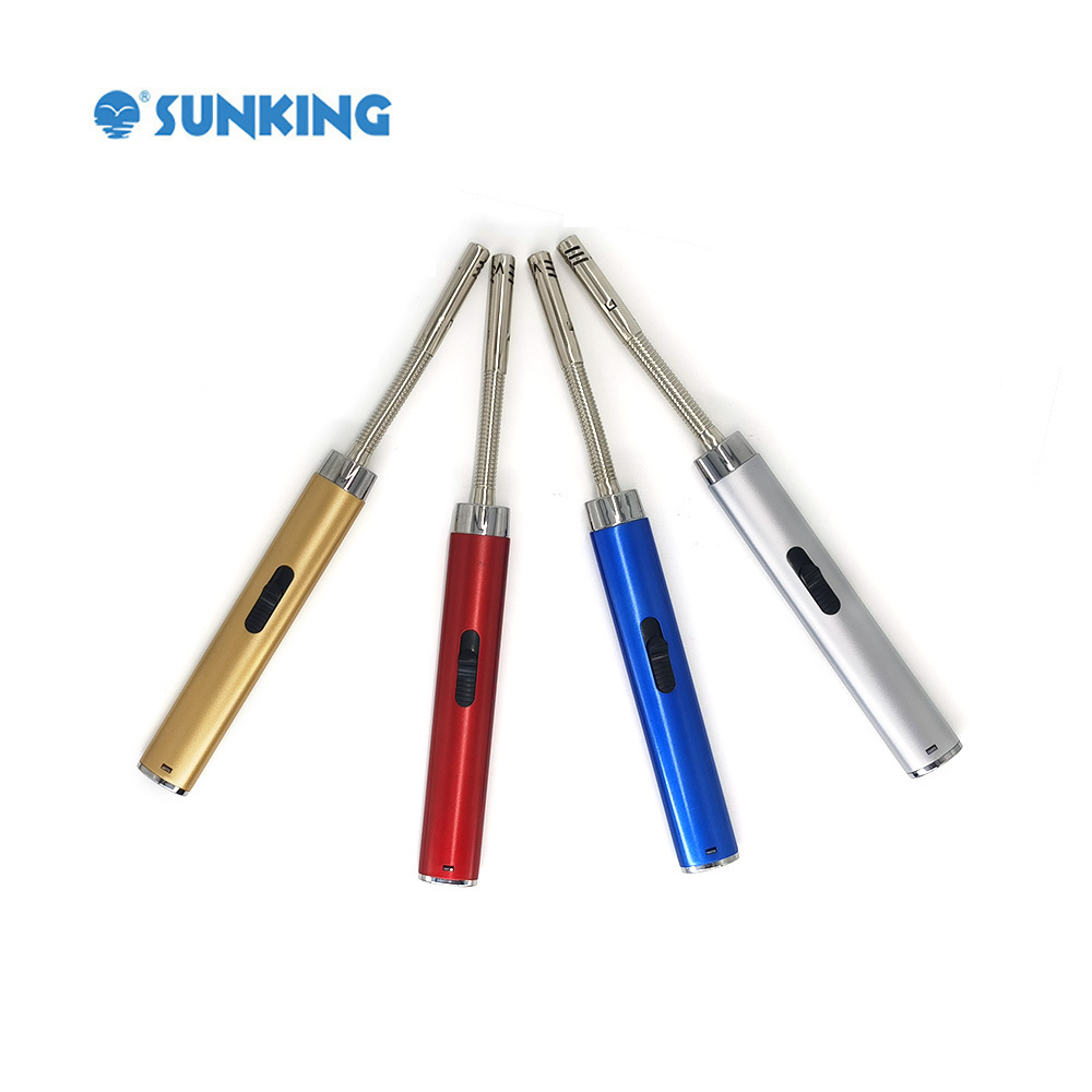 Permanent flow valve BBQ gun lighter pliability tube for kitchen metal printing body lighter