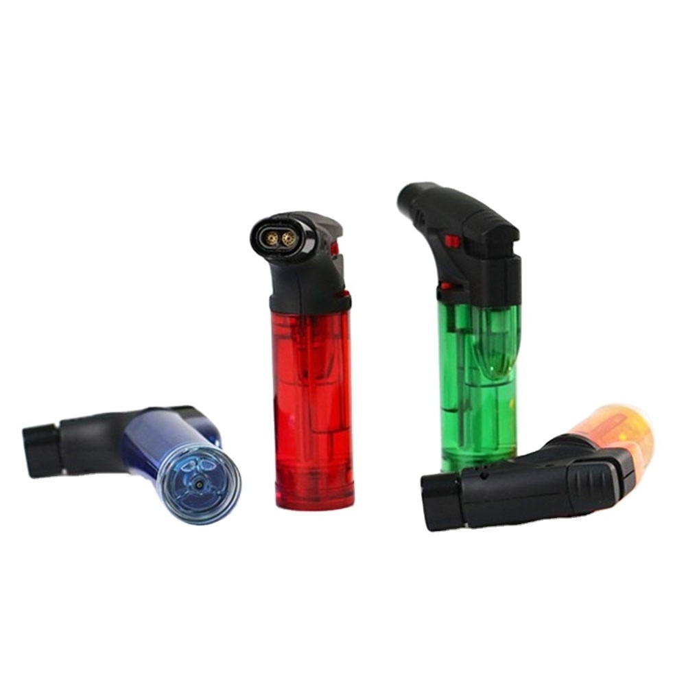 Plastic torch lighter for cooking dual jet flame for kitchen cheap gas lighter