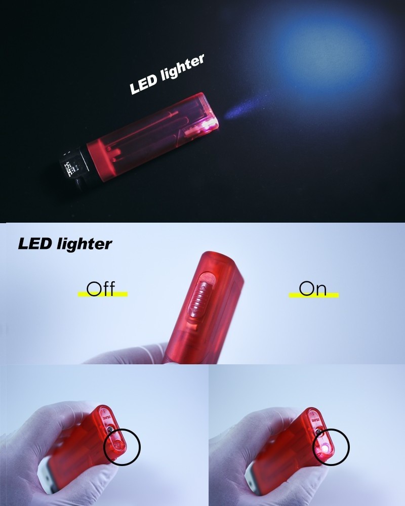 Electronic gas Cigarette lighter with led light Jumbo lighter with gas disposable flint lighter