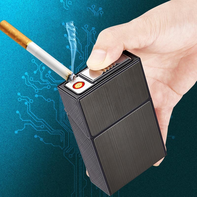 Cigarette Holder Boxes top with usb coil lighter waterproof customized logo box with cigarette case