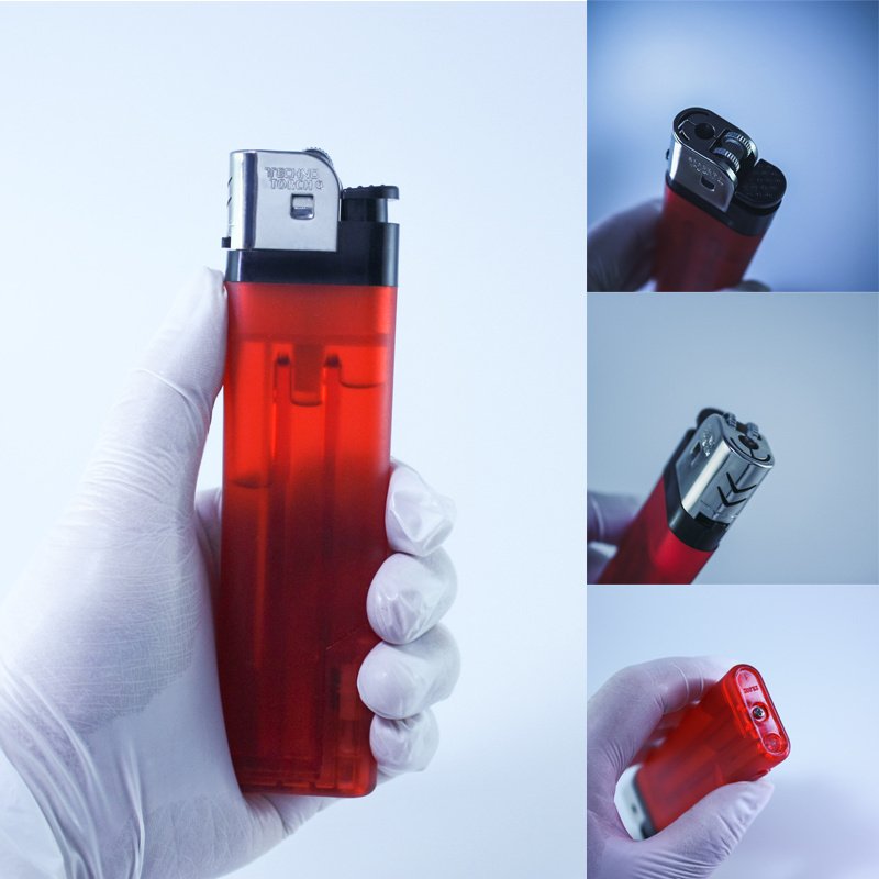 Electronic gas Cigarette lighter with led light Jumbo lighter with gas disposable flint lighter