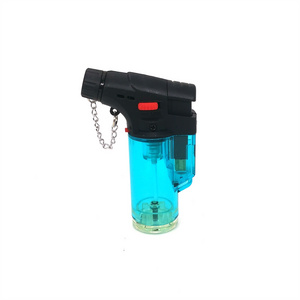 Plastic mini torch lighter single jet flame for cigar classical transparent body gas lighter